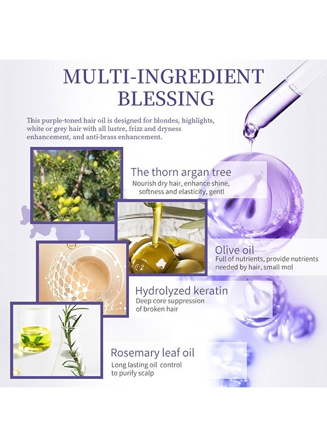  كانزير زيت الشعر المغربي، زيت الشعر الأساسي البنفسجي — يترك الشعر ناعماً ولامعاً، مرطب عميق، مكافحة التجعد، إصلاح الأطراف المتقصفة للشعر الجاف والتالف، زيت علاج الشعر للشعر الجاف والمجعد — 100 مل - Image 3